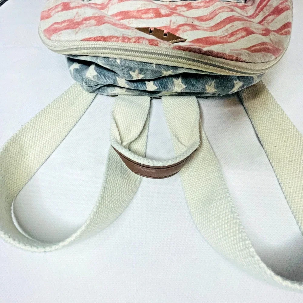 Madden Girl Backpack Stars Stripes Americana Denim Canvas Flag Design Rucksack